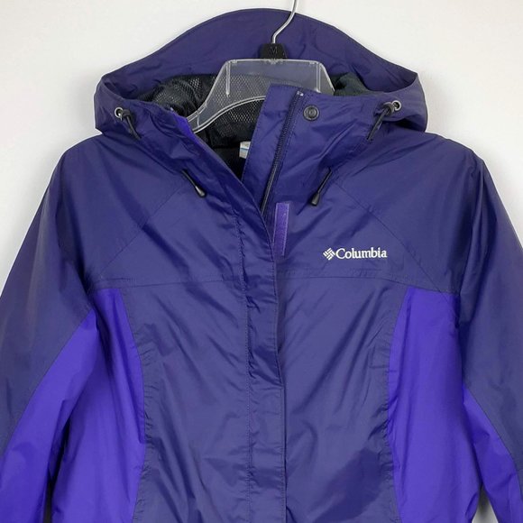 Columbia Waterproof Omnitech Rain Jacket. Size S. Purple/blue Full zip. Hood - Picture 3 of 12